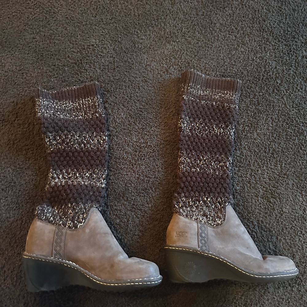 UGG Cozy Knit Wedges - Brown and Cream
